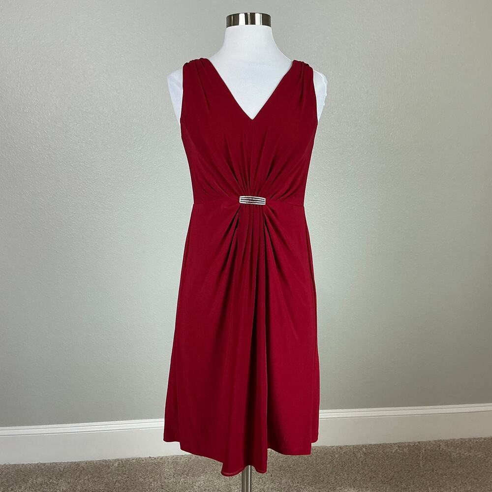 Ralph Lauren Embellished Chiffon Sleeveless A-Line Cocktail Dress Red Size 6P - Picture 2 of 12